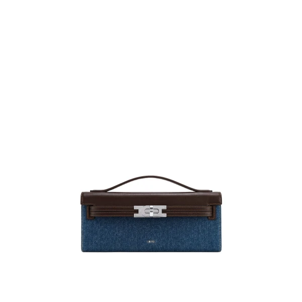 JW PEI Bria Structured Top Handle Bag in Blue Denim