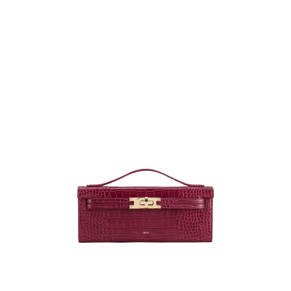 JW PEI Bria Structured Top Handle Bag in Burgundy Croc