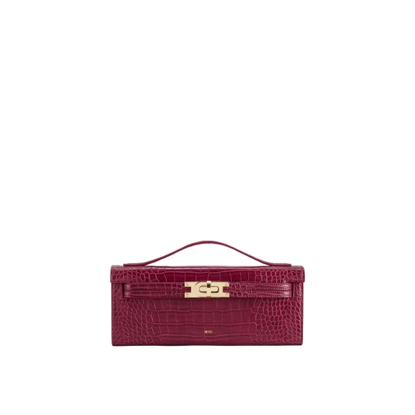 JW PEI Bria Structured Top Handle Bag in Burgundy Croc