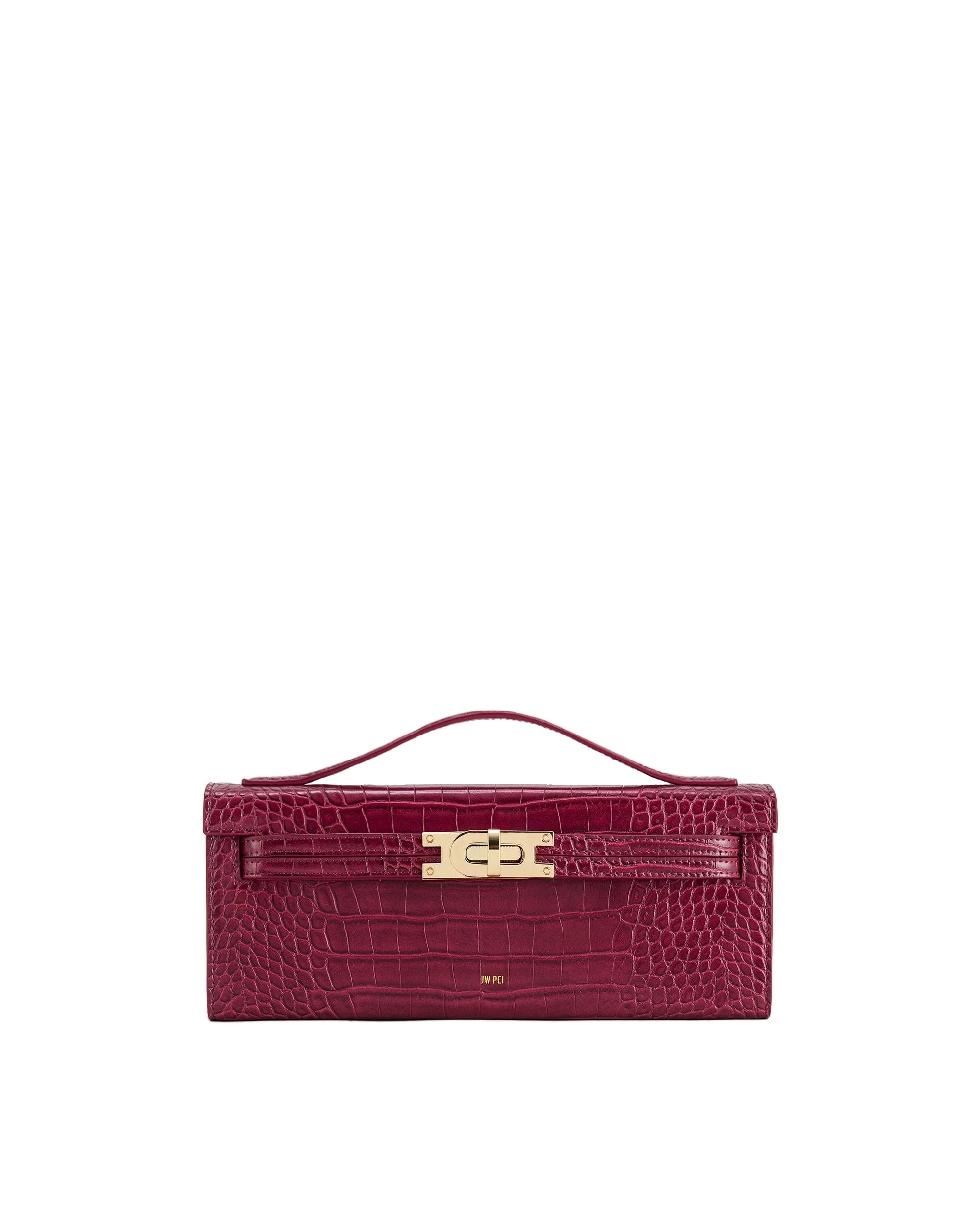 JW PEI Bria Structured Top Handle Bag in Burgundy Croc | Totes & Top-Handle Bags | Luxury Shoes JW PEI Bria Structured Top Handle Bag in Burgundy Croc