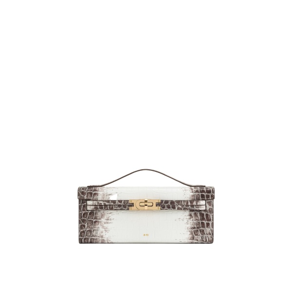 JW PEI Bria Structured Top Handle Bag in White Croc