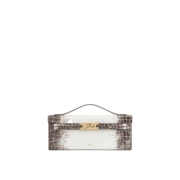 JW PEI Bria Structured Top Handle Bag in White Croc