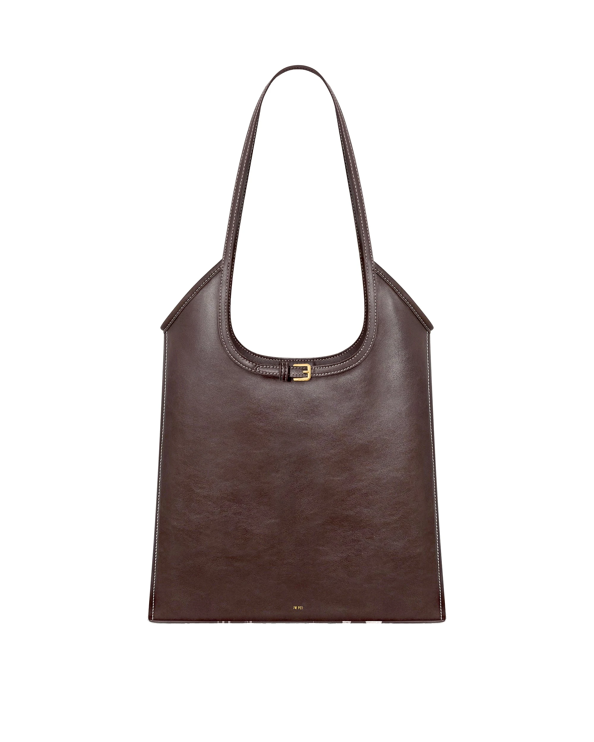 JW PEI Brooke Belted Embellished Shoulder Tote Bag in Dark Brown | Totes & Top-Handle Bags | Luxury Shoes JW PEI Brooke Belted Embellished Shoulder Tote Bag in Dark Brown