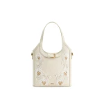 JW PEI Brooke Mini Belted Embellished Orchid Beaded Top Handle Bag in Ivory