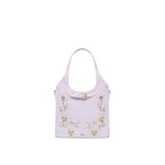 JW PEI Brooke Mini Belted Embellished Orchid Beaded Top Handle Bag in Lavender