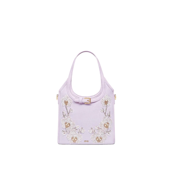 JW PEI Brooke Mini Belted Embellished Orchid Beaded Top Handle Bag in Lavender
