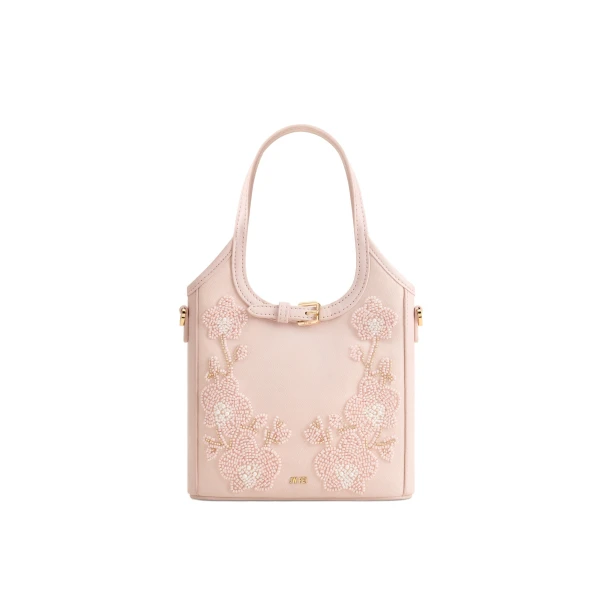 JW PEI Brooke Mini Belted Embellished Orchid Beaded Top Handle Bag in Pink