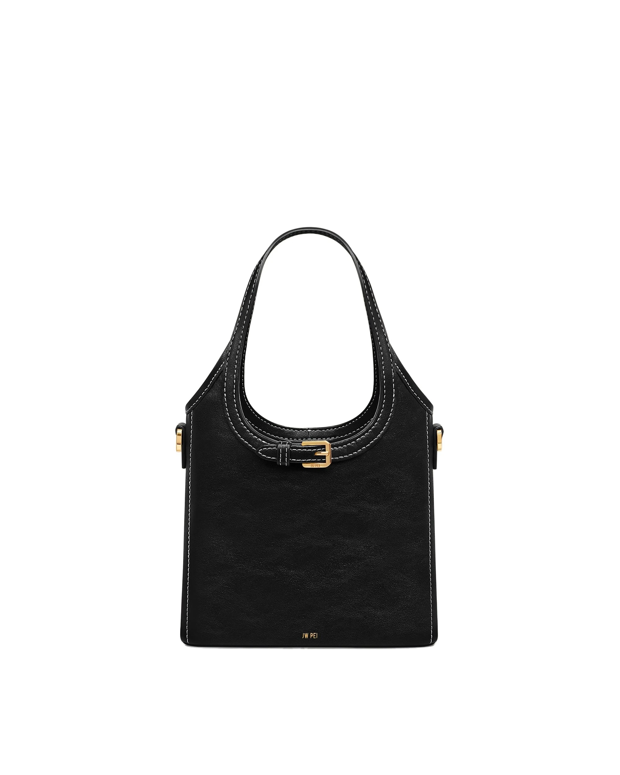 JW PEI Brooke Mini Belted Embellished Top Handle Bag in Black | Mini Bags | Luxury Shoes JW PEI Brooke Mini Belted Embellished Top Handle Bag in Black