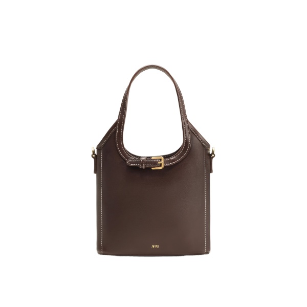 JW PEI Brooke Mini Belted Embellished Top Handle Bag in Dark Brown
