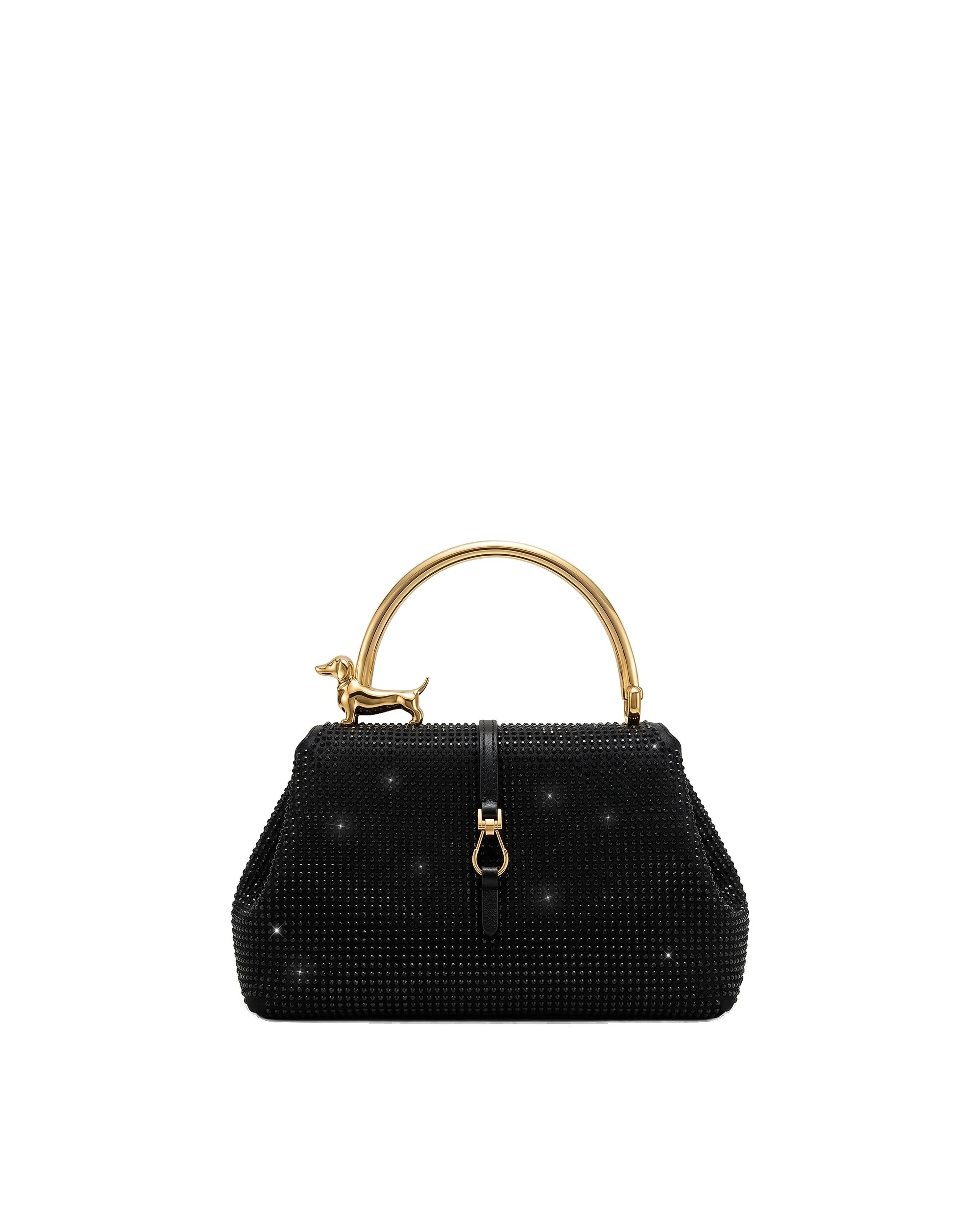 JW PEI Bruna Artificial Crystal Dachshund Metal Handle Top Handle Bag in Black | Totes & Top-Handle Bags | Luxury Shoes JW PEI Bruna Artificial Crystal Dachshund Metal Handle Top Handle Bag in Black