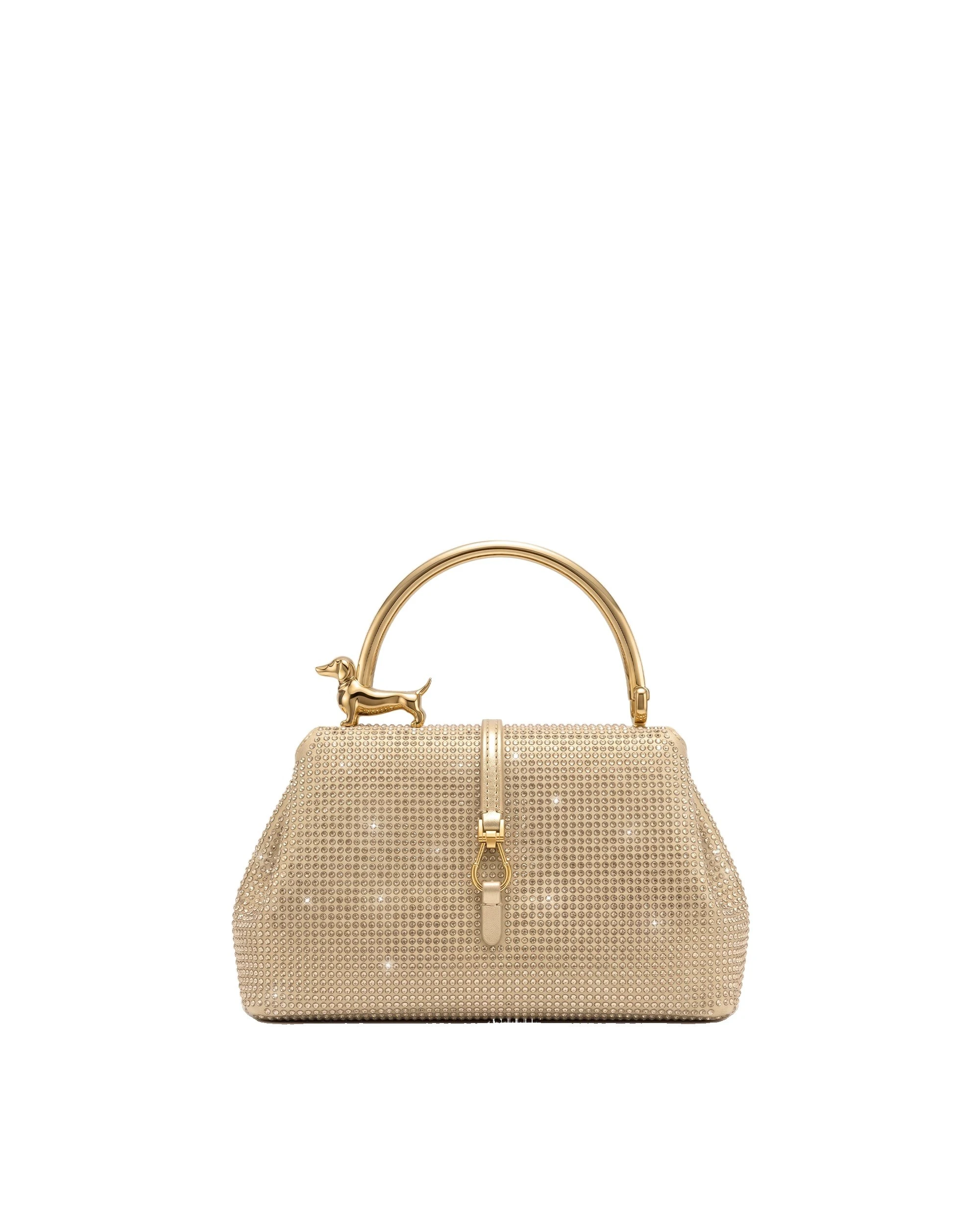 JW PEI Bruna Artificial Crystal Dachshund Metal Handle Top Handle Bag in Champagne | Totes & Top-Handle Bags | Luxury Shoes JW PEI Bruna Artificial Crystal Dachshund Metal Handle Top Handle Bag in Champagne