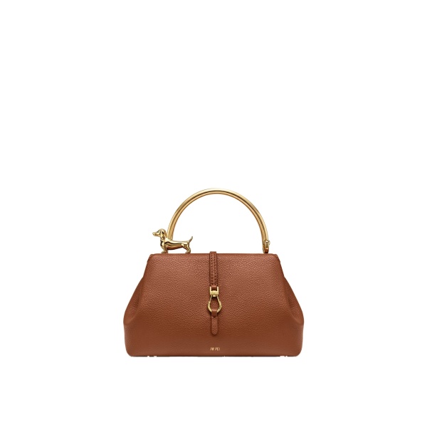 JW PEI Bruna Dachshund Metal Handle Top Handle Bag in Brown