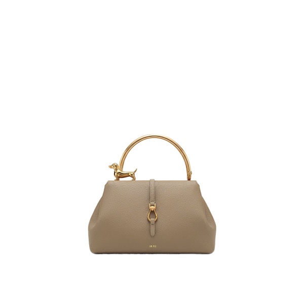 JW PEI Bruna Dachshund Metal Handle Top Handle Bag in Light Brown