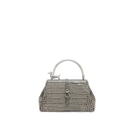 JW PEI Bruna Dachshund Metal Handle Top Handle Bag in Light Grey Croc