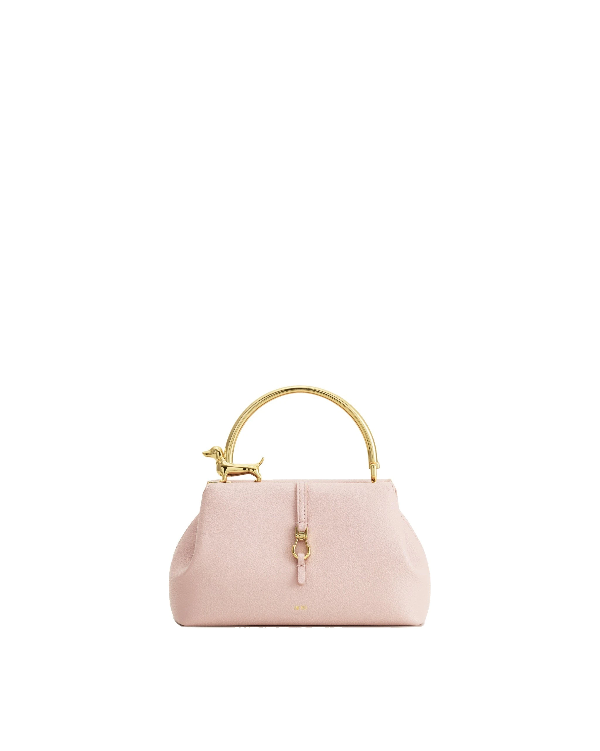 JW PEI Bruna Dachshund Metal Handle Top Handle Bag in Light Pink | Totes & Top-Handle Bags | Luxury Shoes JW PEI Bruna Dachshund Metal Handle Top Handle Bag in Light Pink