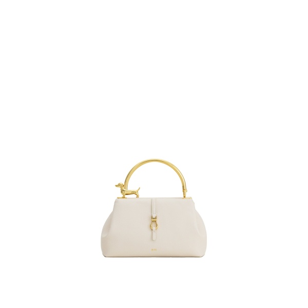 JW PEI Bruna Dachshund Metal Handle Top Handle Bag in White