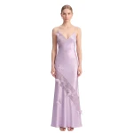 JW PEI Butterfly Lace Panel Satin Slip Maxi Dress