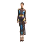JW PEI Butterfly Mesh Maxi Dress