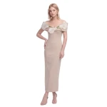 JW PEI Calla Lily 3D Floral Off Shoulder Maxi Dress