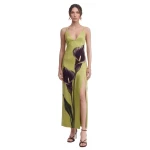 JW PEI Calla Lily Cami Slit Satin Maxi Dress