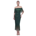 JW PEI Calla Lily Off-Shoulder Fringe Midi Dress