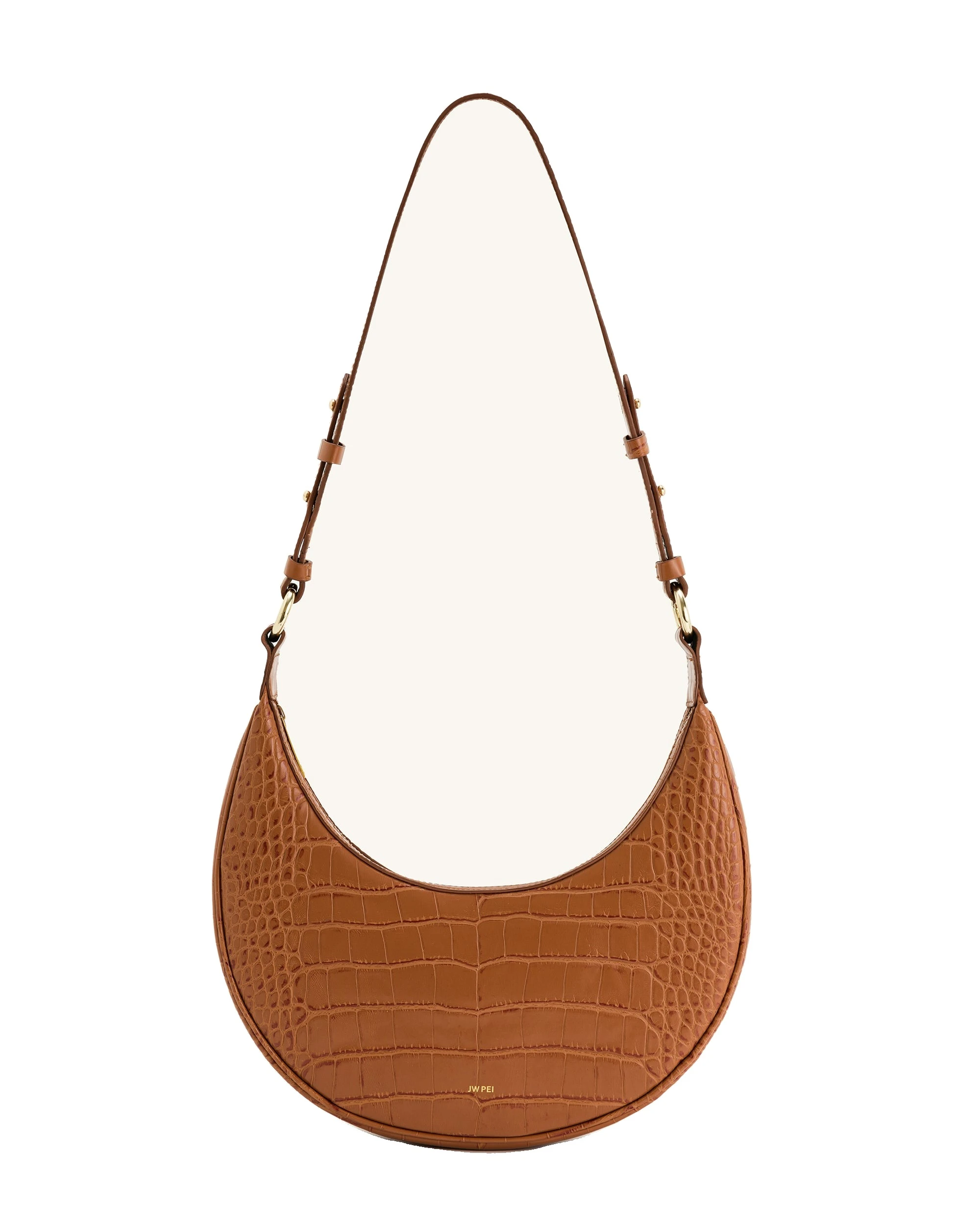 JW PEI Carly Saddle Bag in Acorn Brown Croc | Shoulder & Crossbody Bags | Luxury Shoes JW PEI Carly Saddle Bag in Acorn Brown Croc