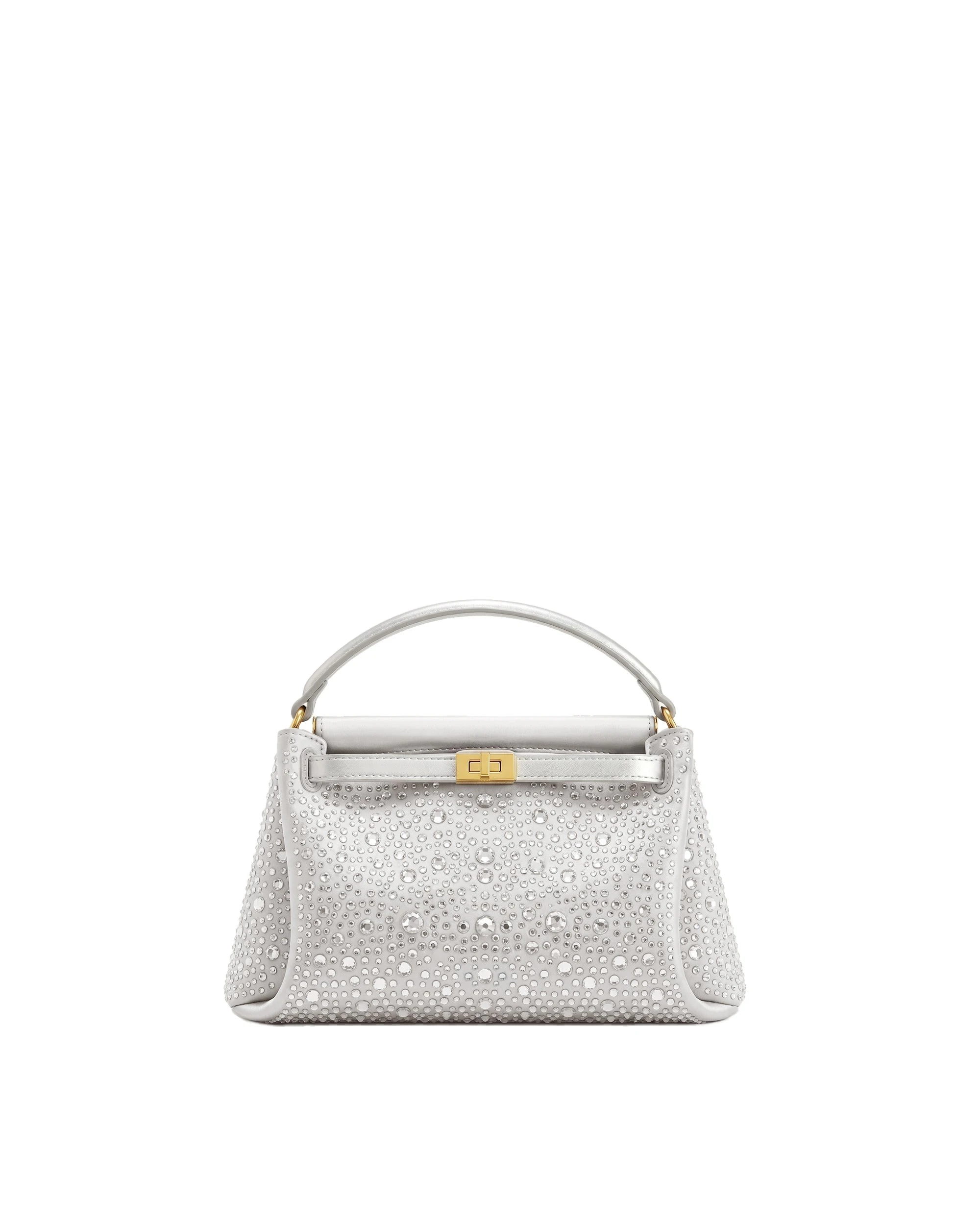 JW PEI Carmen Artificial Crystal Top Handle Bag in Light Gray | Totes & Top-Handle Bags | Luxury Shoes JW PEI Carmen Artificial Crystal Top Handle Bag in Light Gray