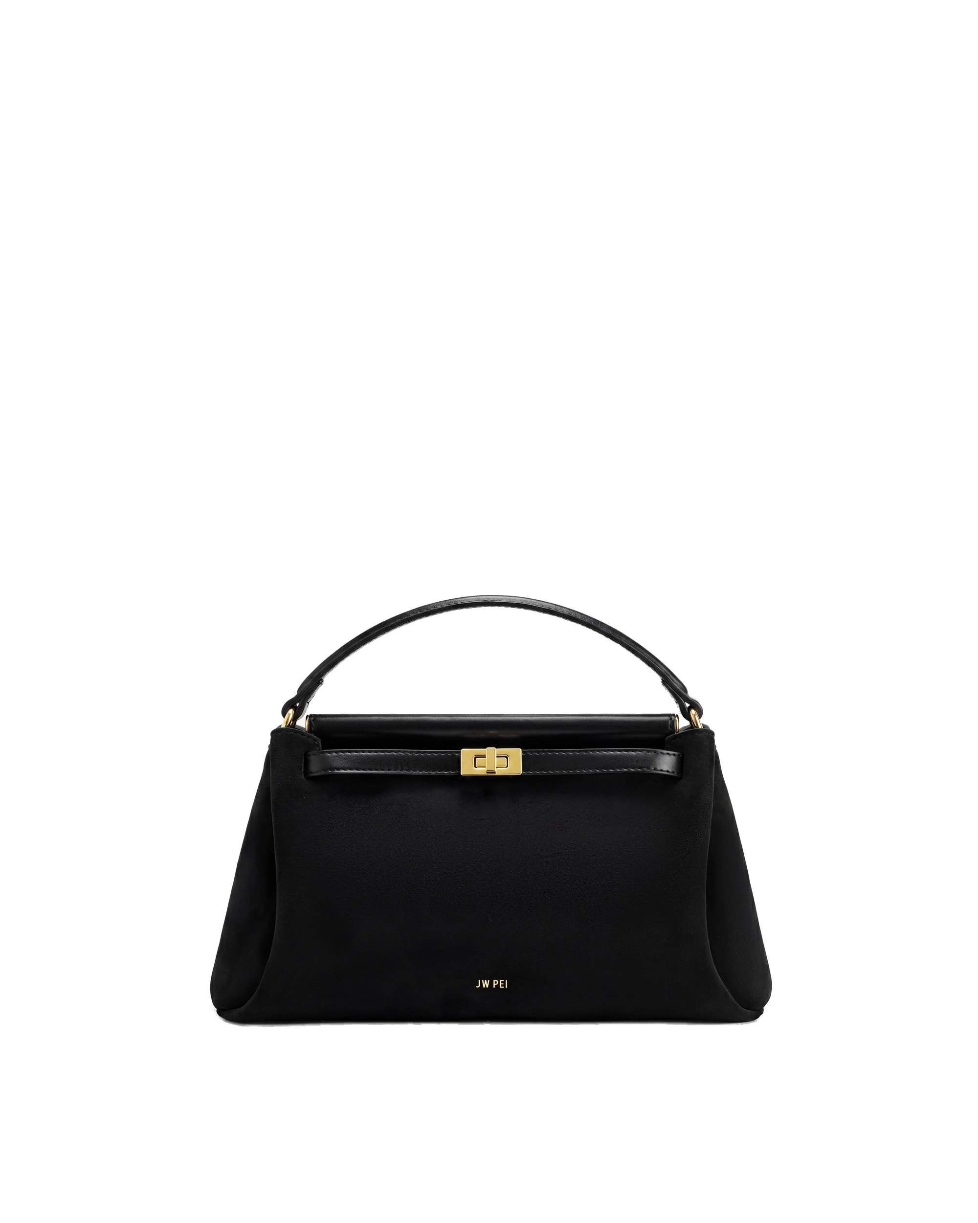 JW PEI Carmen Faux Suede Top Handle Bag in Black | Totes & Top-Handle Bags | Luxury Shoes JW PEI Carmen Faux Suede Top Handle Bag in Black