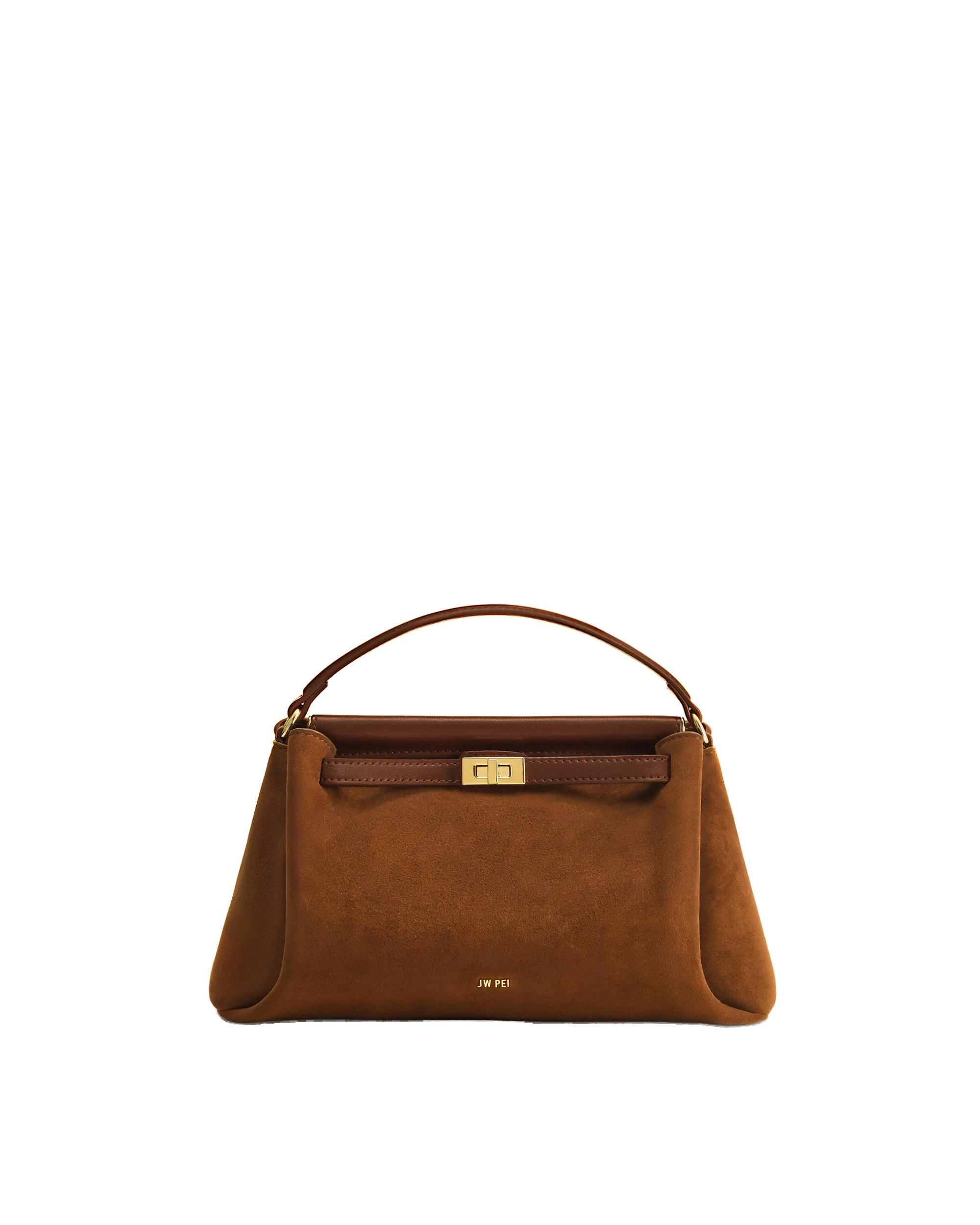 JW PEI Carmen Faux Suede Top Handle Bag in Brown | Totes & Top-Handle Bags | Luxury Shoes JW PEI Carmen Faux Suede Top Handle Bag in Brown