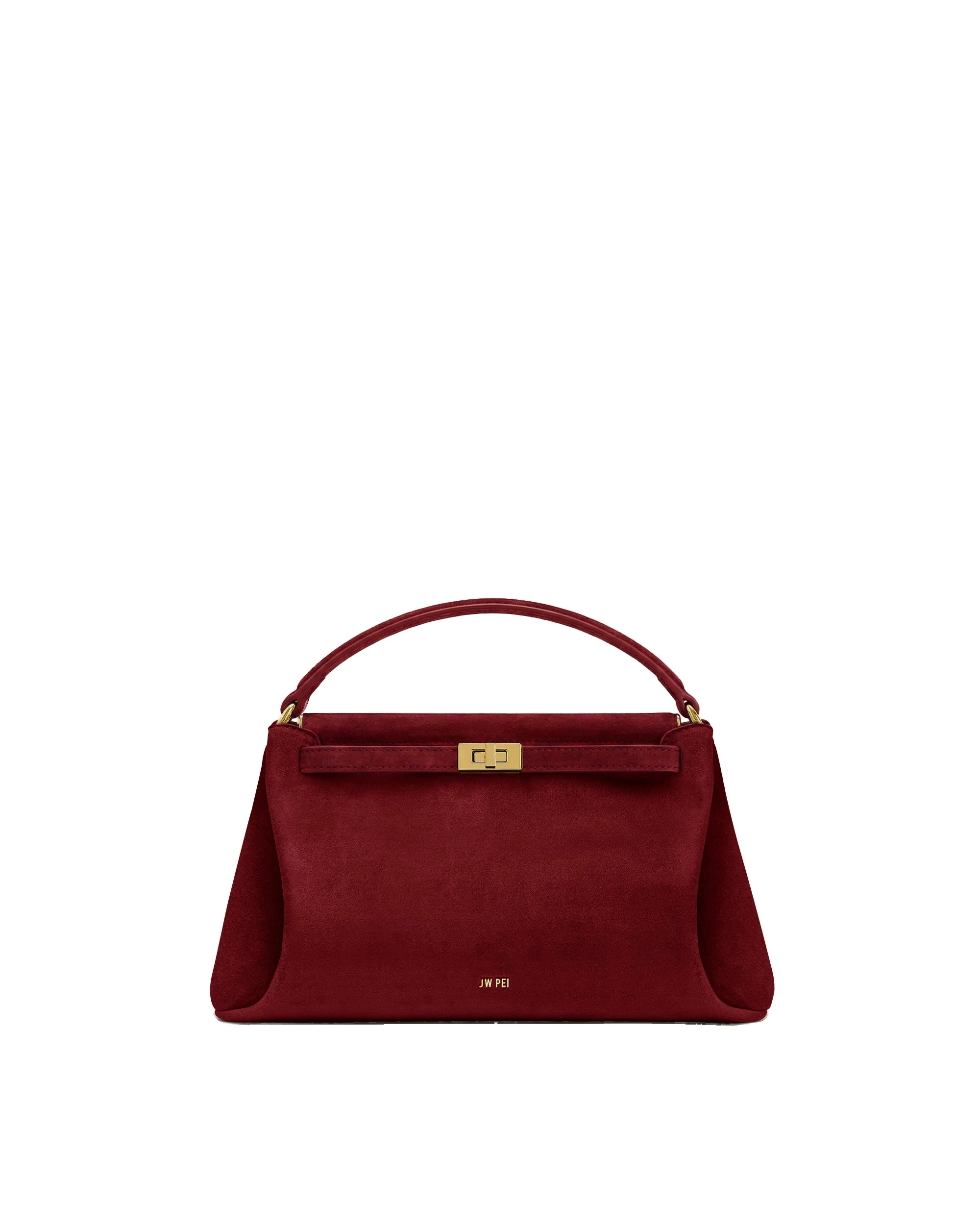JW PEI Carmen Faux Suede Top Handle Bag in Burgundy | Totes & Top-Handle Bags | Luxury Shoes JW PEI Carmen Faux Suede Top Handle Bag in Burgundy