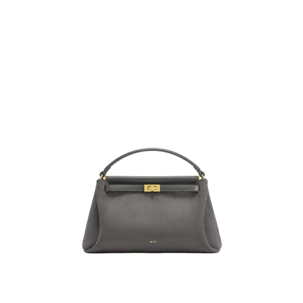 JW PEI Carmen Faux Suede Top Handle Bag in Dark Gray