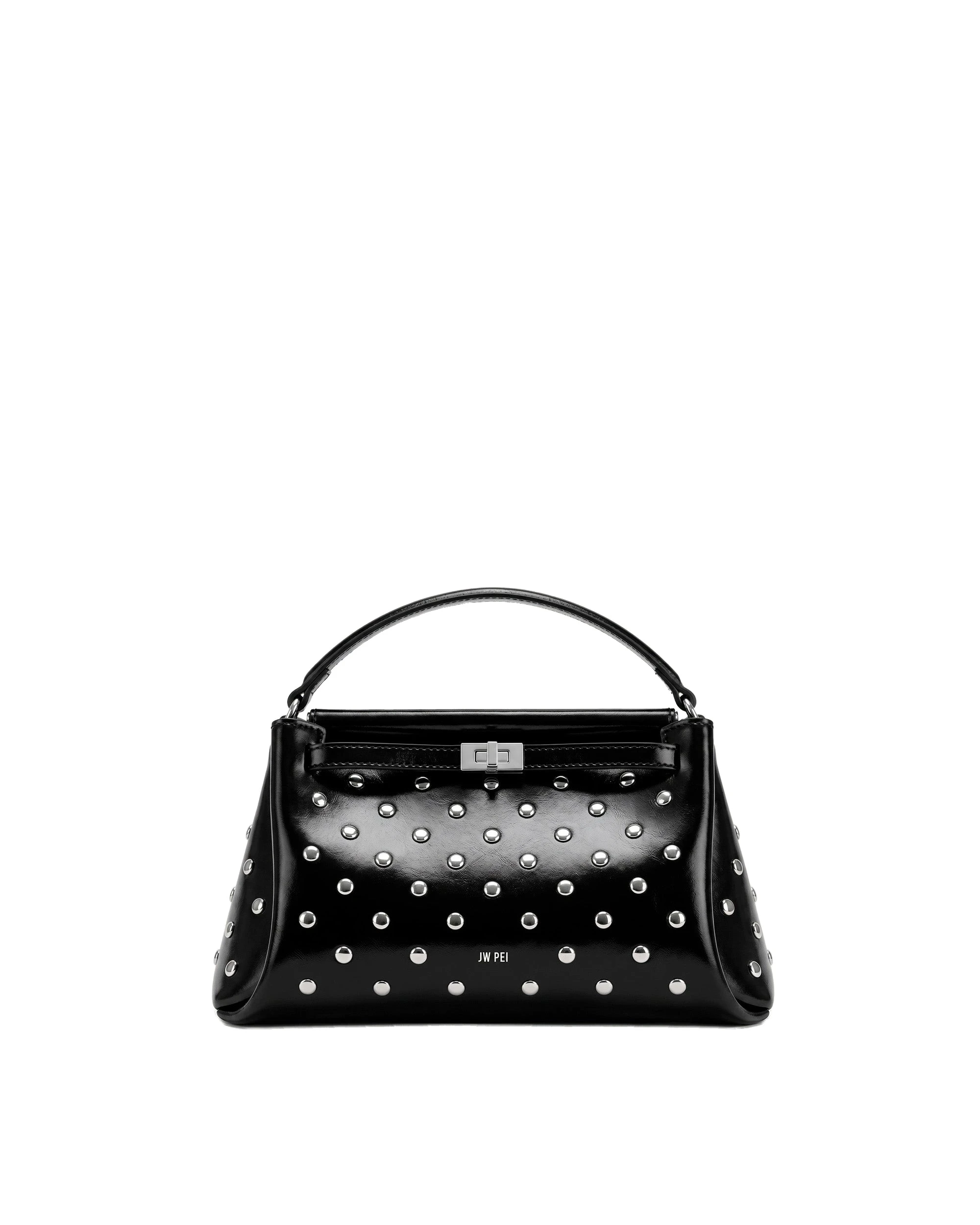 JW PEI Carmen Studded Top Handle Bag in Ink Black | Totes & Top-Handle Bags | Luxury Shoes JW PEI Carmen Studded Top Handle Bag in Ink Black