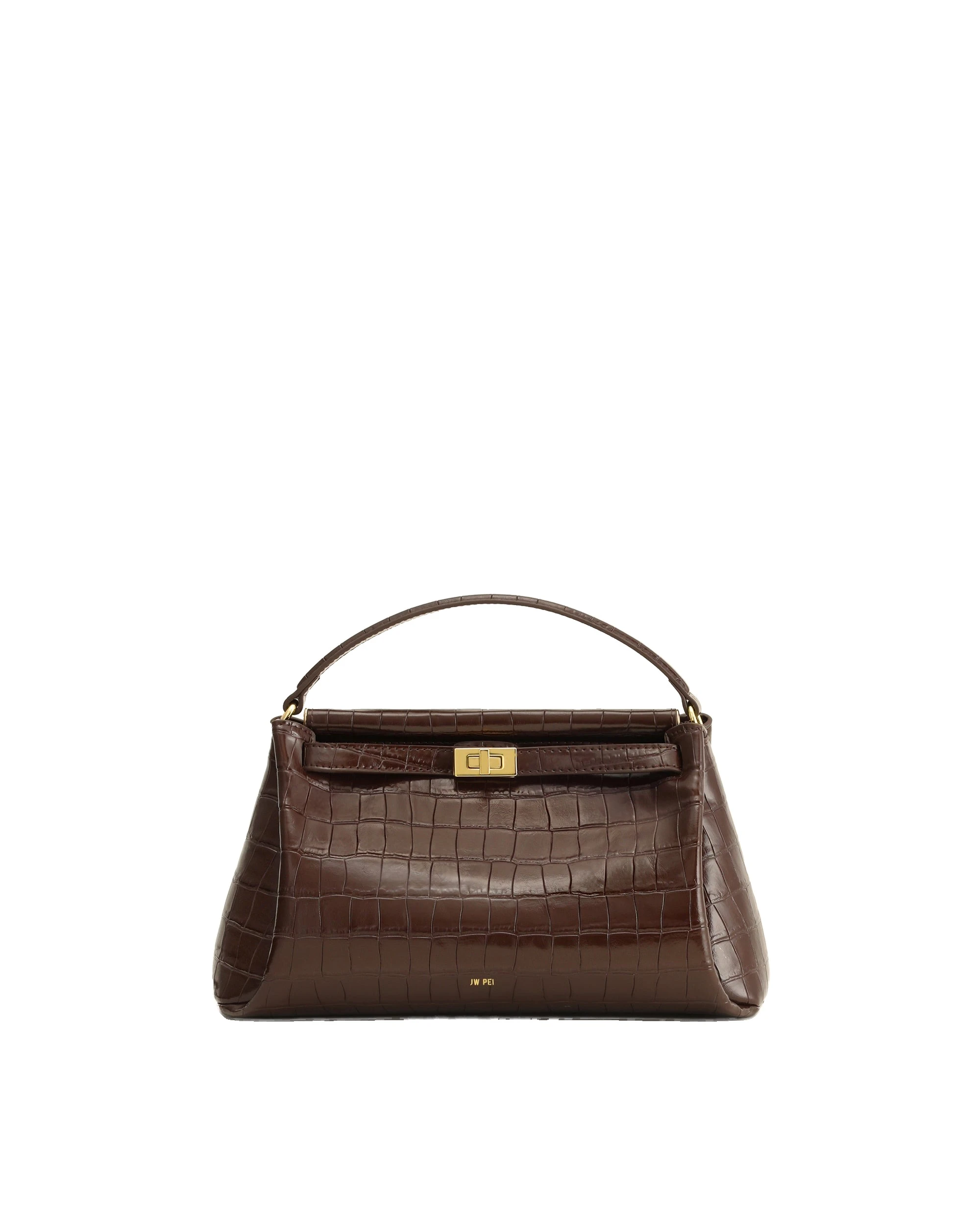 JW PEI Carmen Top Handle Bag in Dark Brown Croc | Totes & Top-Handle Bags | Luxury Shoes JW PEI Carmen Top Handle Bag in Dark Brown Croc