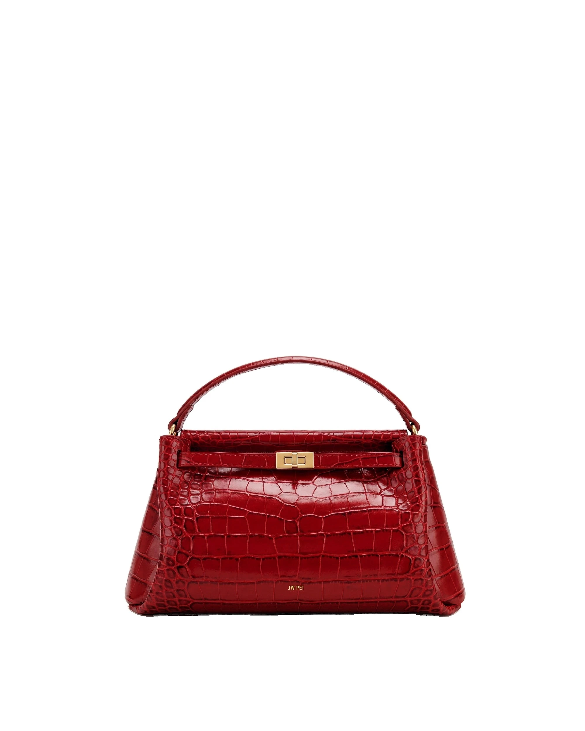 JW PEI Carmen Top Handle Bag in Dark Burgundy Croc | Totes & Top-Handle Bags | Luxury Shoes JW PEI Carmen Top Handle Bag in Dark Burgundy Croc