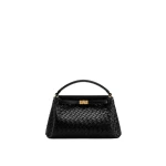JW PEI Carmen Woven Top Handle Bag in Charcoal Black | Totes & Top-Handle Bags | Luxury Shoes JW PEI Carmen Woven Top Handle Bag in Charcoal Black