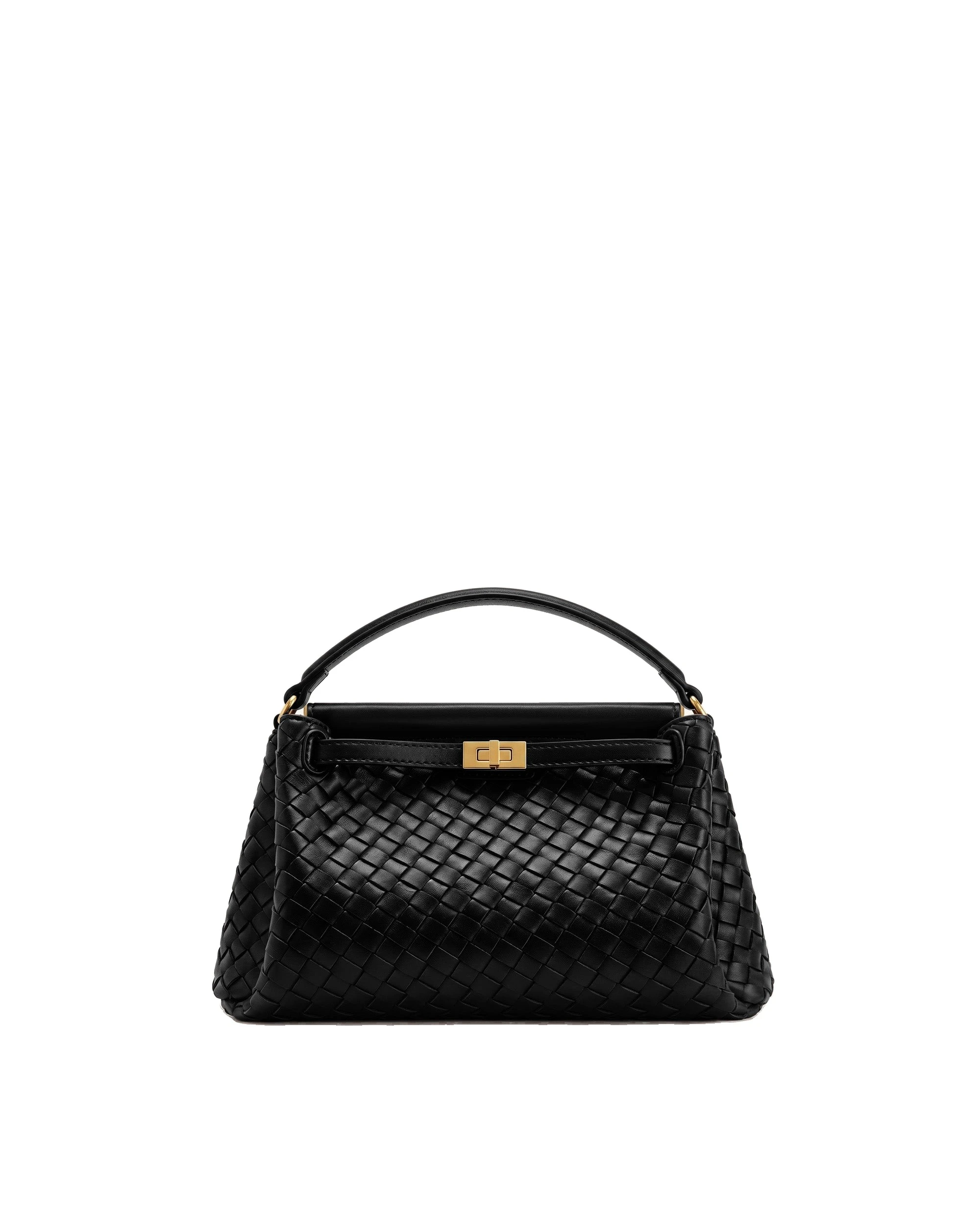 JW PEI Carmen Woven Top Handle Bag in Charcoal Black | Totes & Top-Handle Bags | Luxury Shoes JW PEI Carmen Woven Top Handle Bag in Charcoal Black