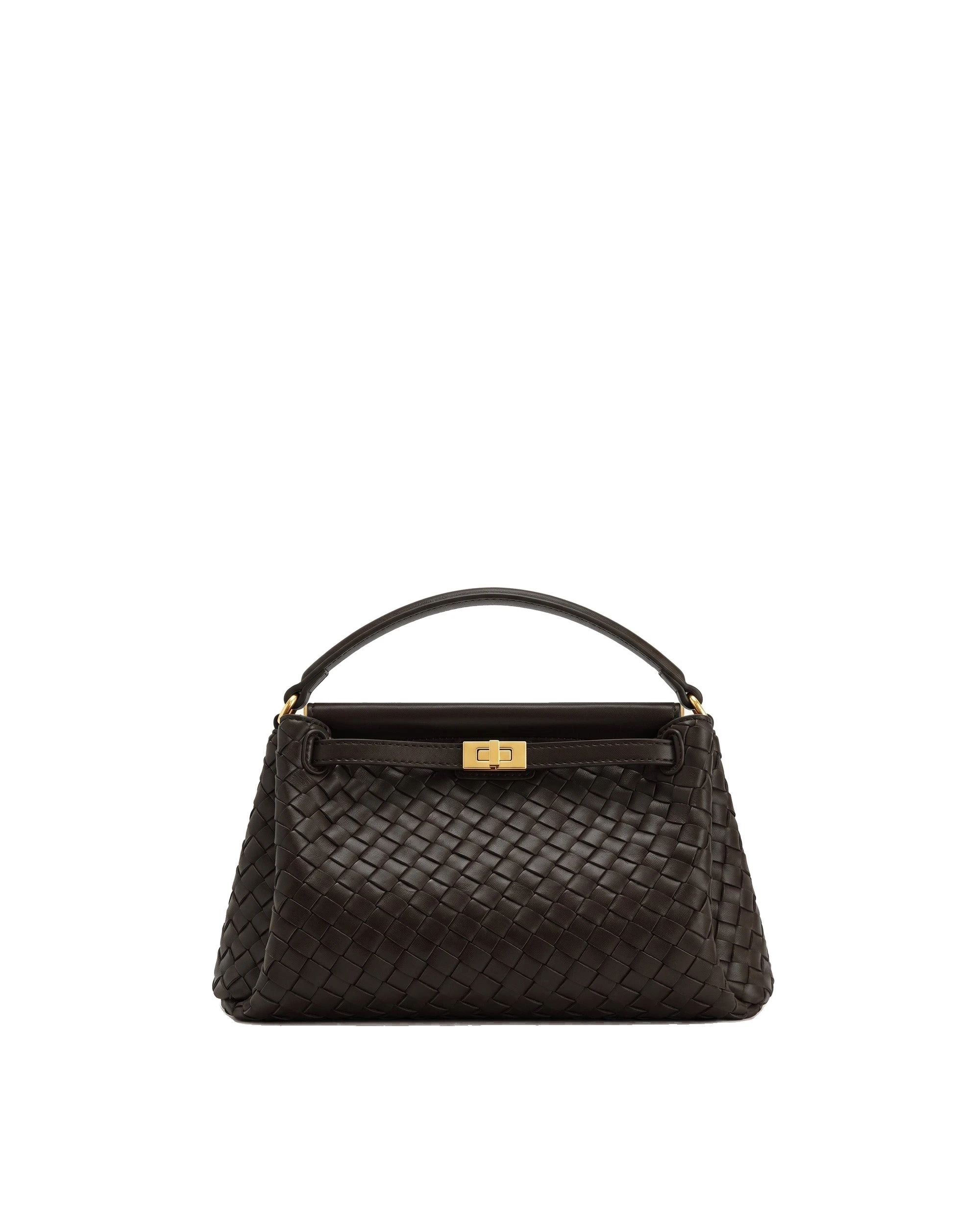 JW PEI Carmen Woven Top Handle Bag in Dark Brown | Totes & Top-Handle Bags | Luxury Shoes JW PEI Carmen Woven Top Handle Bag in Dark Brown