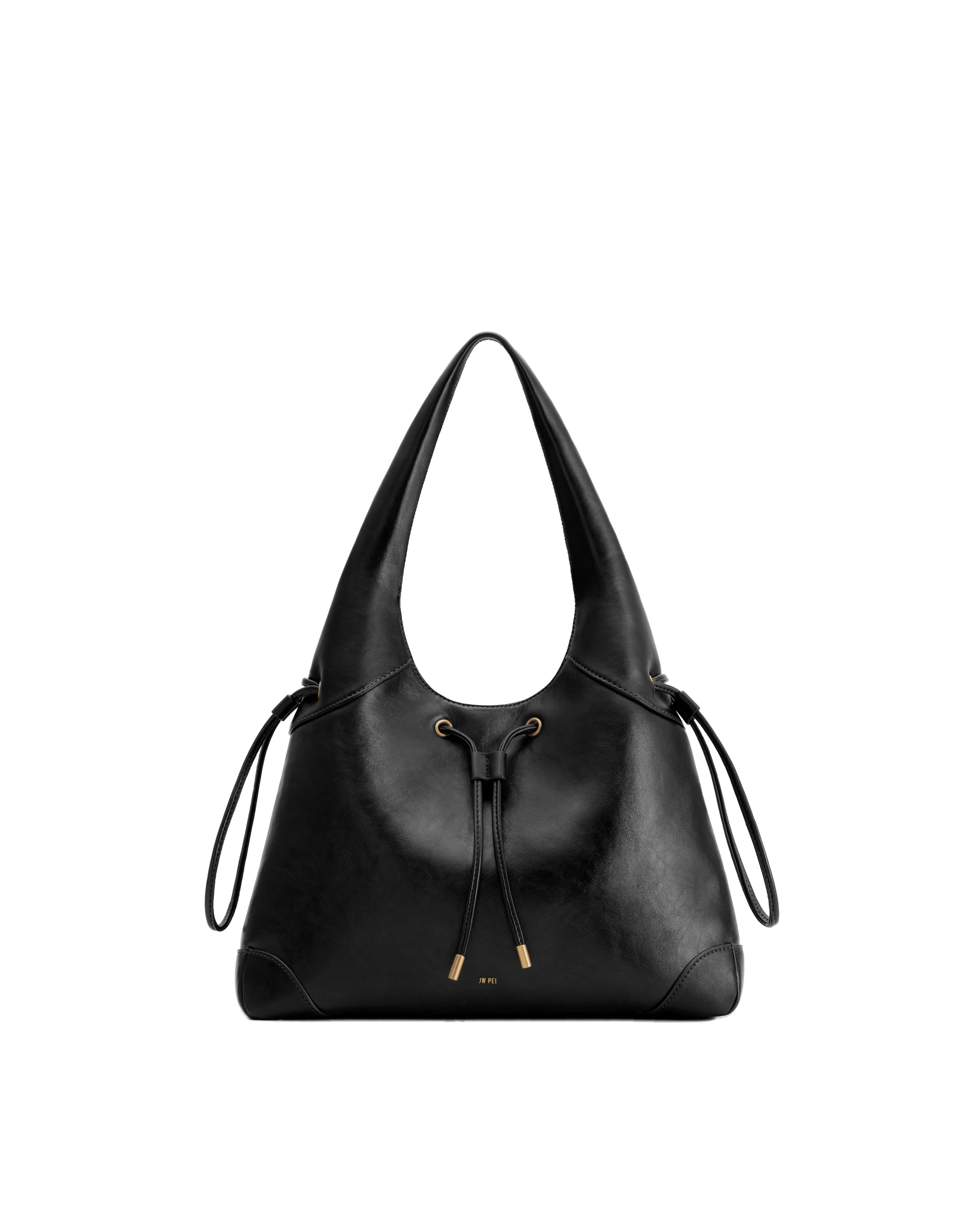 JW PEI Celandra Drawstring Hobo Bag in Black | Bucket Bags | Luxury Shoes JW PEI Celandra Drawstring Hobo Bag in Black