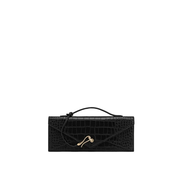 JW PEI Celeste Envelope Top Handle Bag in Black Croc