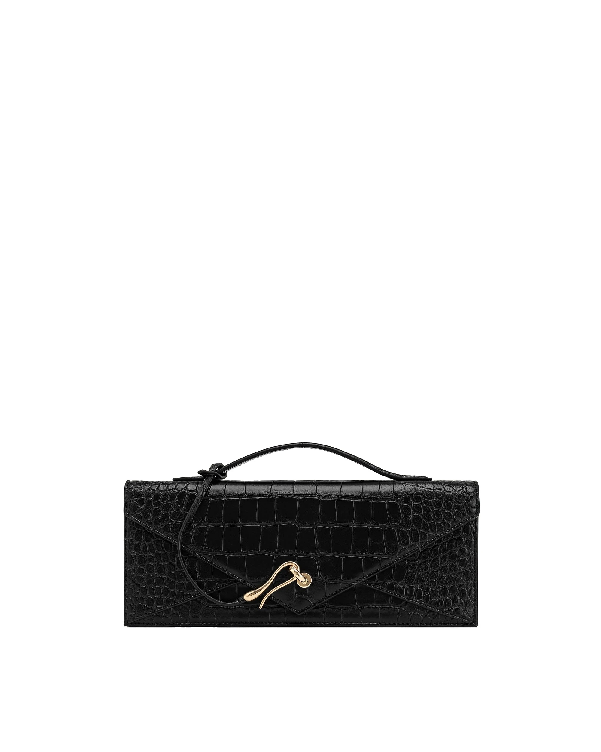JW PEI Celeste Envelope Top Handle Bag in Black Croc | Totes & Top-Handle Bags | Luxury Shoes JW PEI Celeste Envelope Top Handle Bag in Black Croc