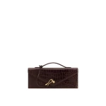 JW PEI Celeste Envelope Top Handle Bag in Dark Brown Croc