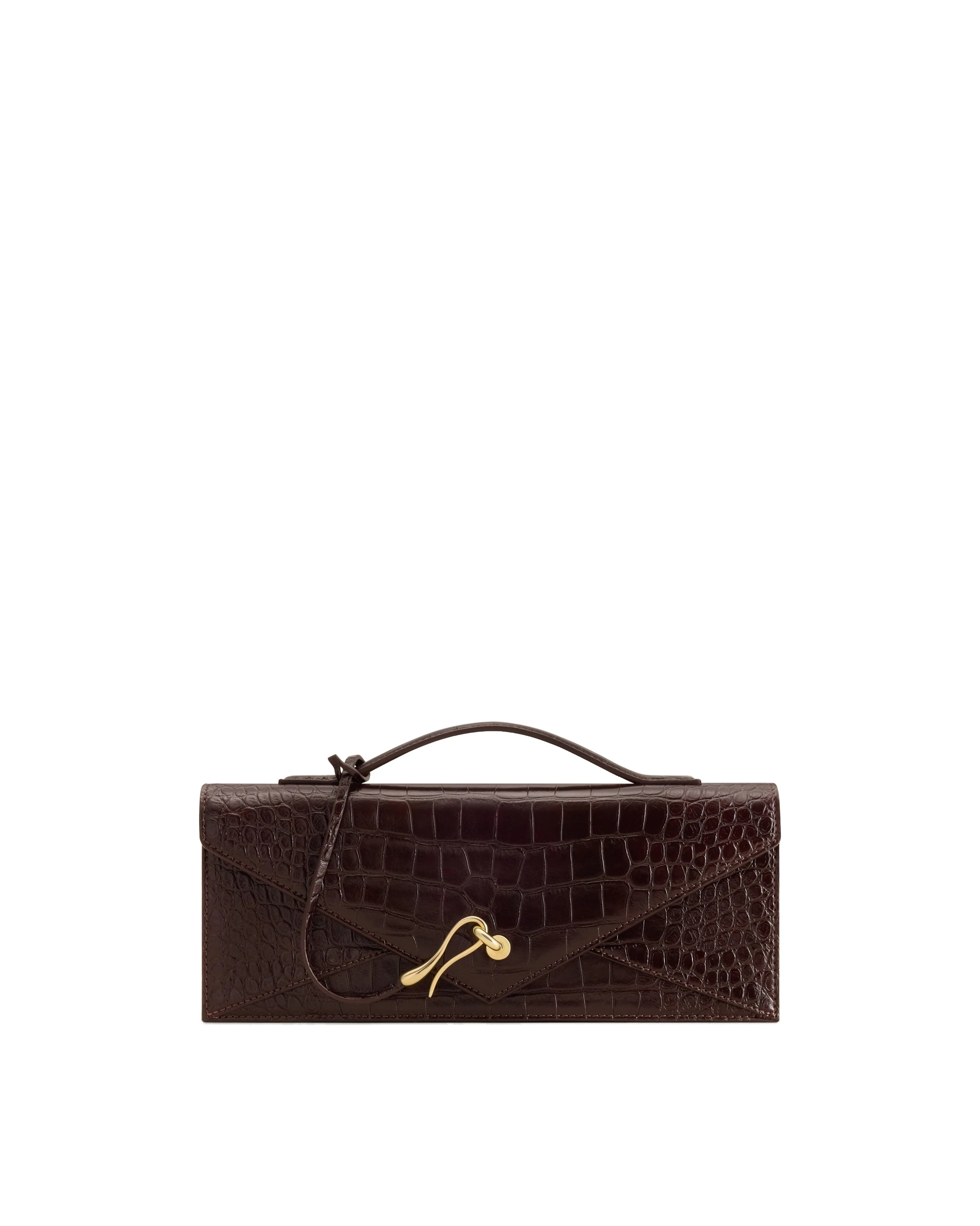 JW PEI Celeste Envelope Top Handle Bag in Dark Brown Croc | Totes & Top-Handle Bags | Luxury Shoes JW PEI Celeste Envelope Top Handle Bag in Dark Brown Croc