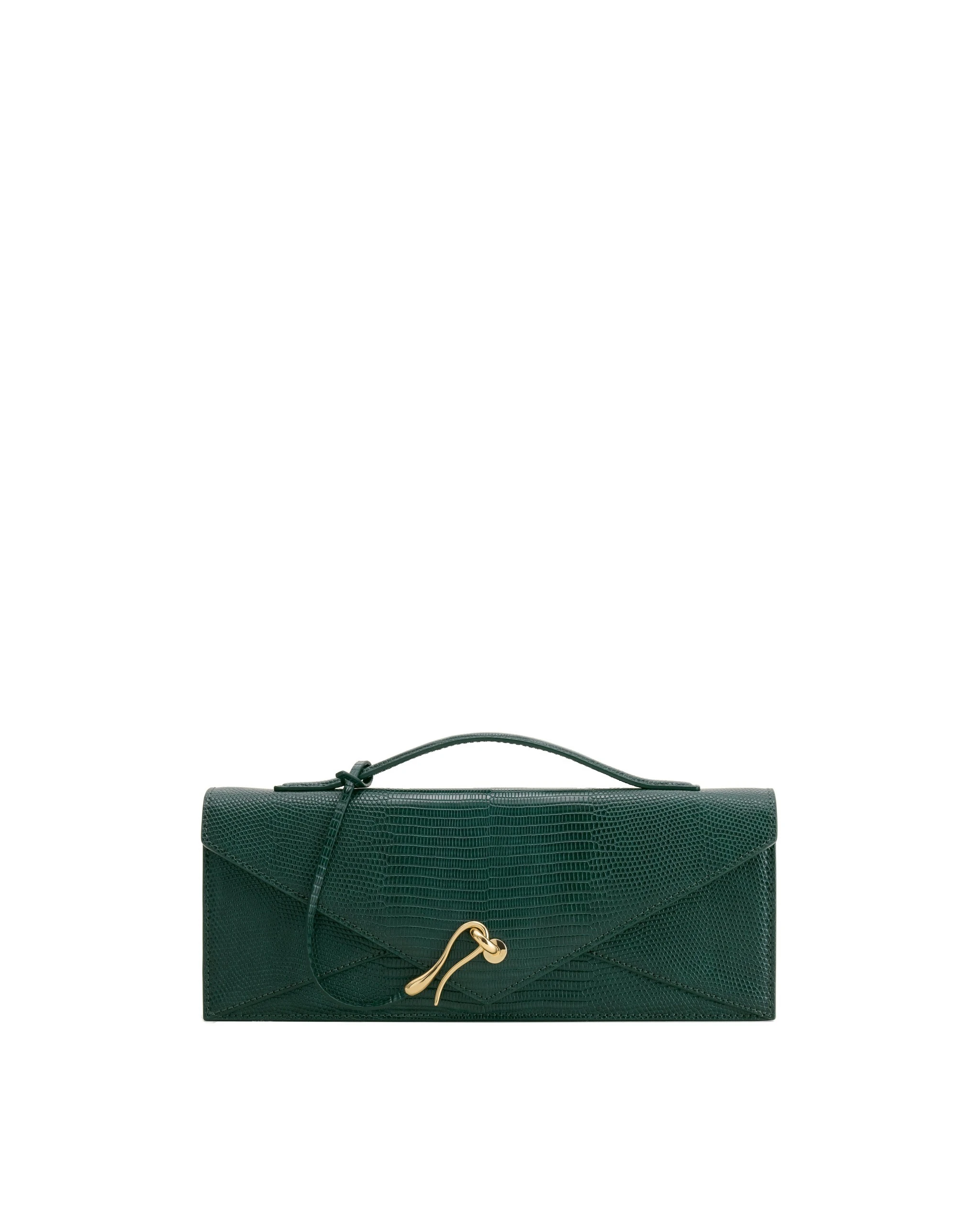JW PEI Celeste Envelope Top Handle Bag in Olive Green Lizard Texture | Totes & Top-Handle Bags | Luxury Shoes JW PEI Celeste Envelope Top Handle Bag in Olive Green Lizard Texture
