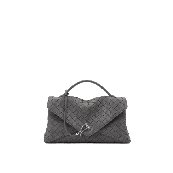 JW PEI Celeste Faux Suede Woven Envelope Bag in Charcoal Gray