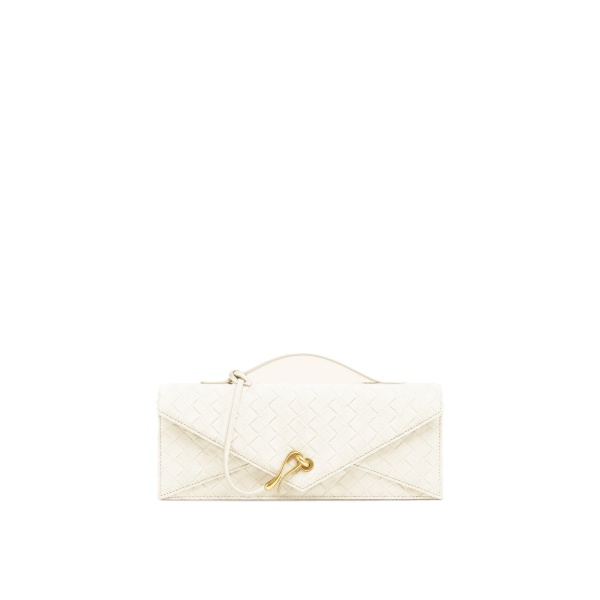 JW PEI Celeste Faux Suede Woven Textured Envelope Top Handle Bag in White