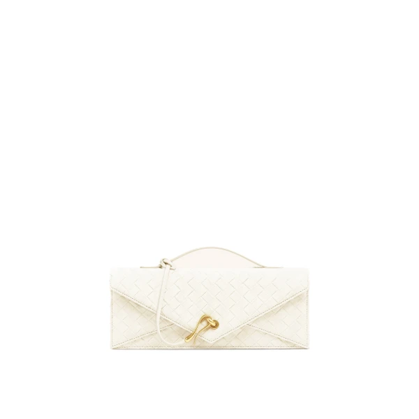 JW PEI Celeste Faux Suede Woven Textured Envelope Top Handle Bag in White