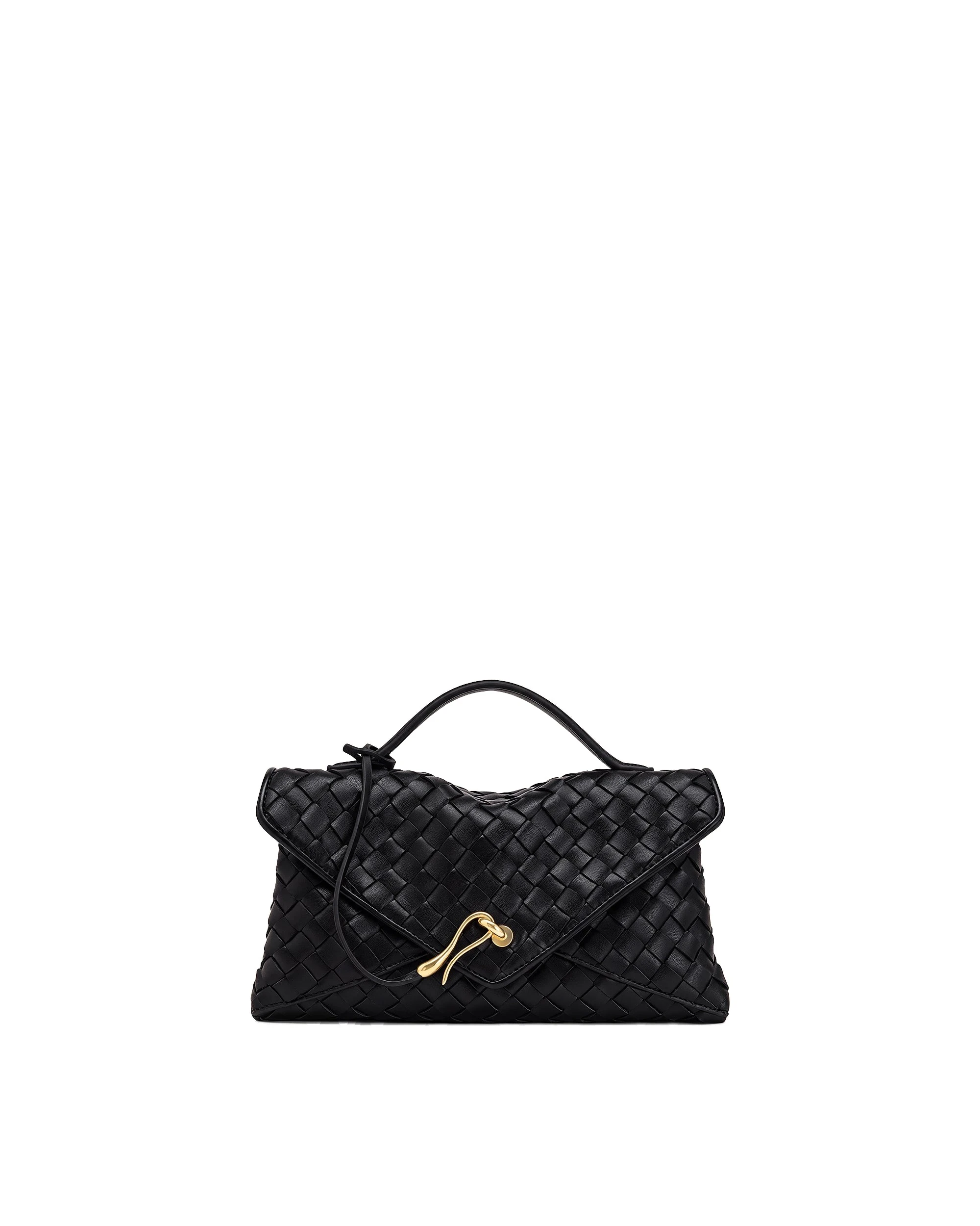 JW PEI Celeste Woven Envelope Bag in Black | Shoulder & Crossbody Bags | Luxury Shoes JW PEI Celeste Woven Envelope Bag in Black