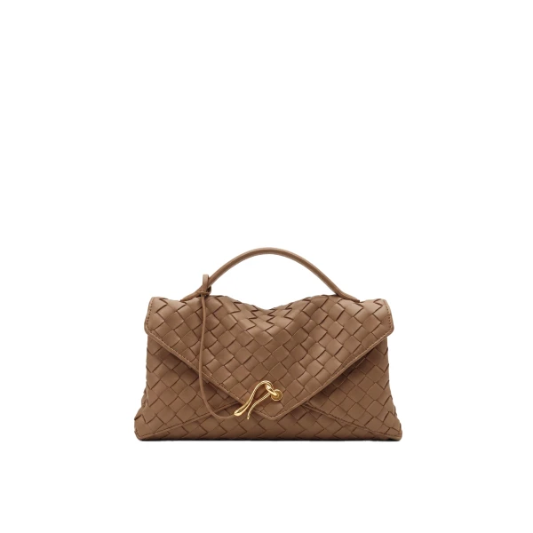 JW PEI Celeste Woven Envelope Bag in Mocha Brown