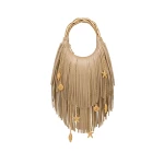 JW PEI Chloe Metal Handle Fringe Top Handbag in Khaki