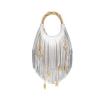 JW PEI Chloe Metal Handle Fringe Top Handbag in Silver
